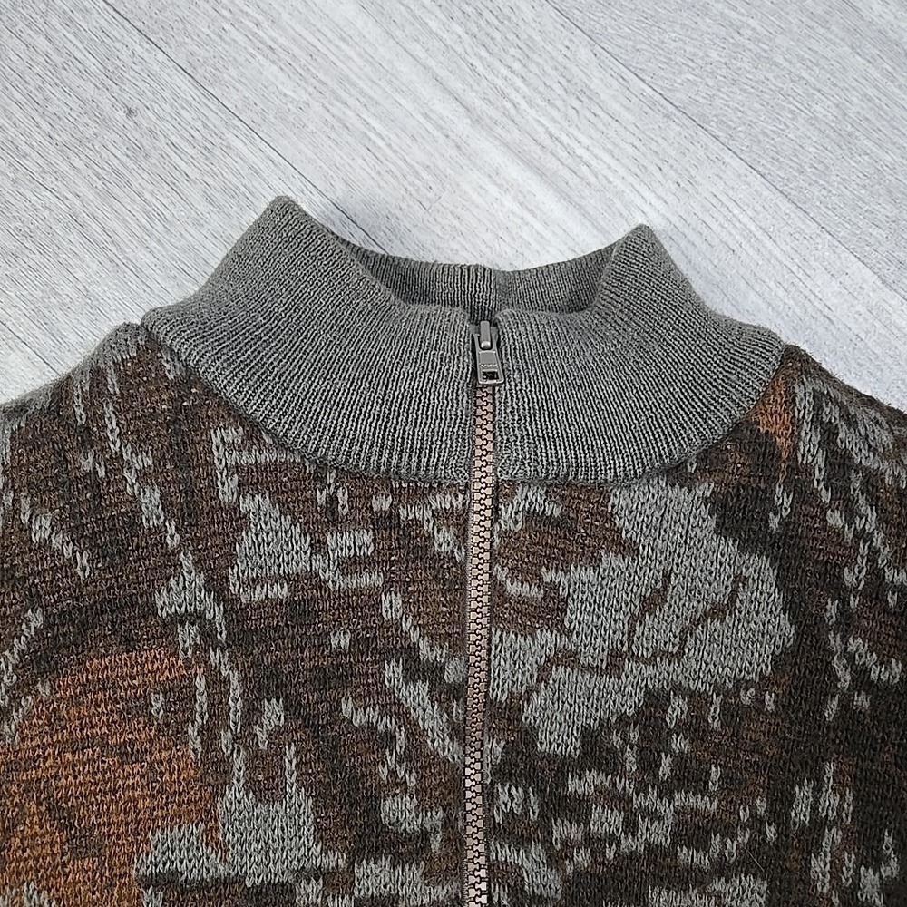 VTG Cabelas Large Wool Camo Sweater Realtree Lined Insulated Hunting Zip Jacket - Picture 10 of 16